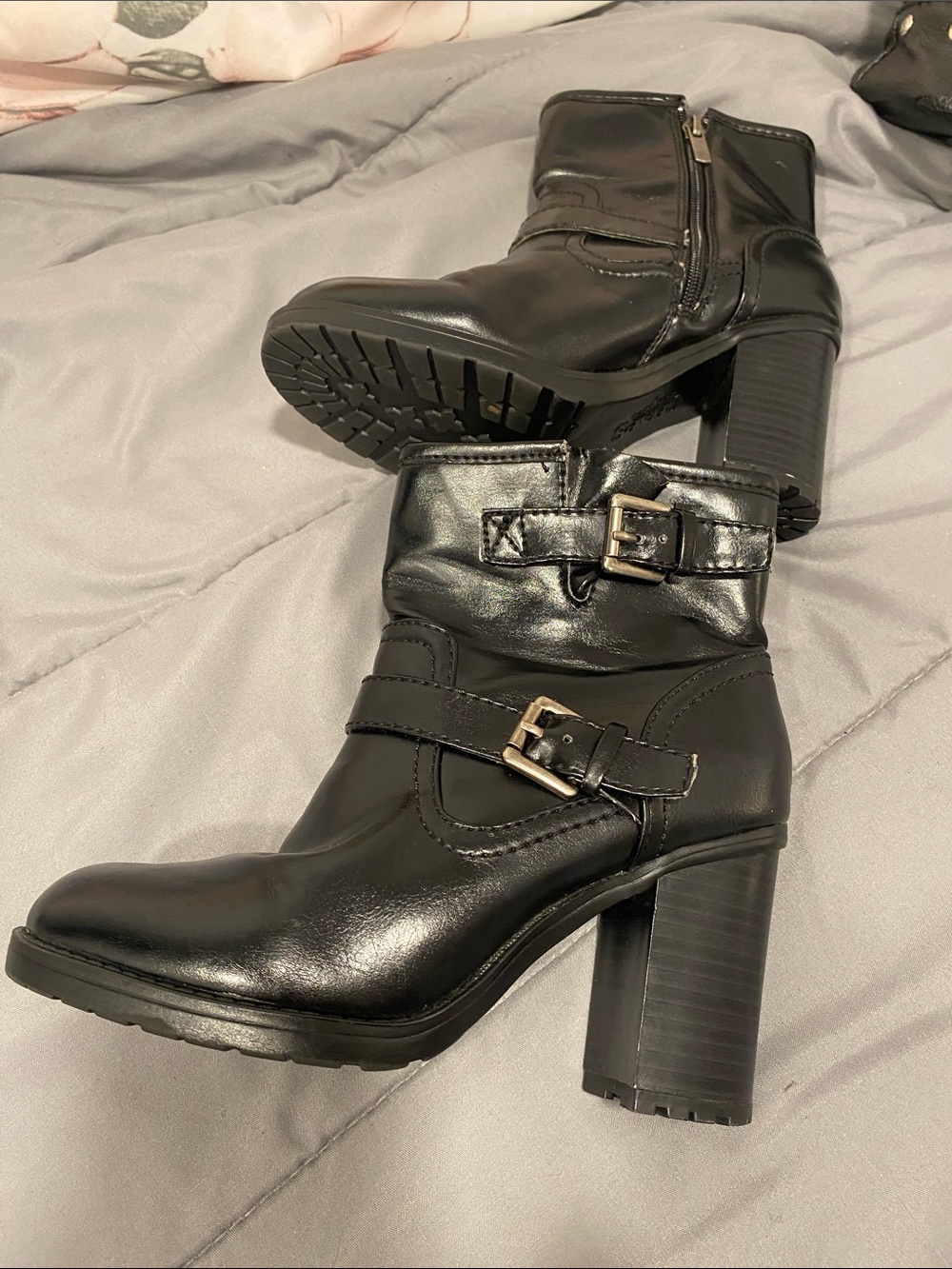 Chaps Black Buckle Ankle Boots size 6.5